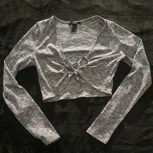 Multicolor Long Sleeve Crop Top